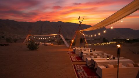 From Dubai & Sharjah: Zerzura Private Dinner in Mleiha Dunes - 2 Guests with Private Transfer