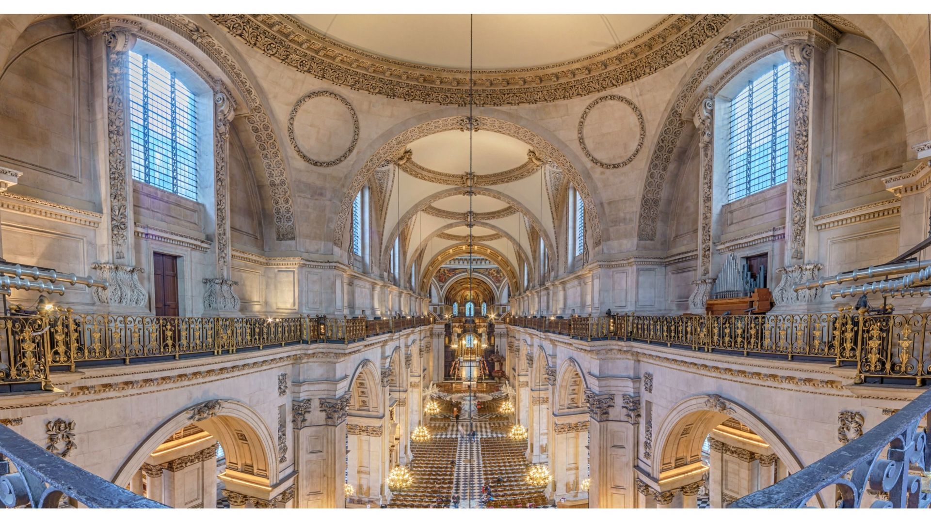 The Nave of St Paul's Cathedral viewed from above the west end