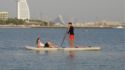 Stand Up Paddle Boarding on The Palm Jumeirah - Giant SUP Rental for One Hour