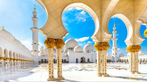 From Dubai: Abu Dhabi Grand Mosque & SeaWorld - Shared Audio Guided Tour & Transfers