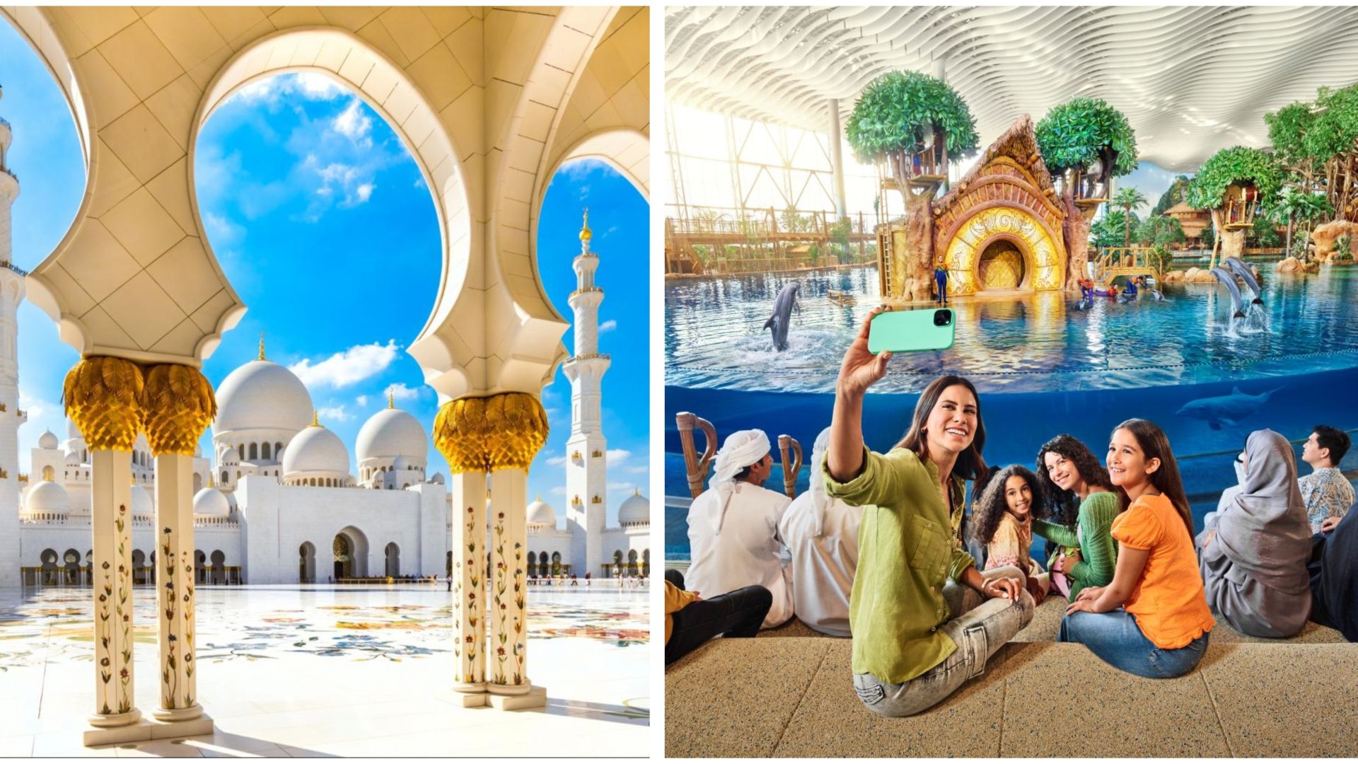 From Dubai: Abu Dhabi Grand Mosque & SeaWorld - Shared Audio Guided Tour & Transfers