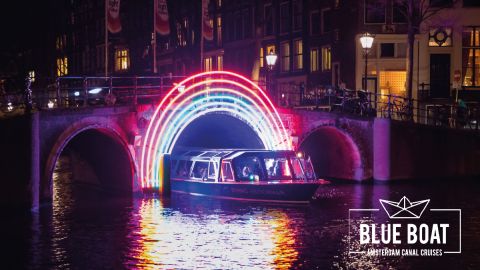 Blue Boat Company - Amsterdam Light Festival 90 minute cruise - Dock Hard Rock Cafe- OTA