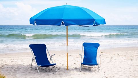 2 Backpack Beach Chairs and 1 Umbrella Set