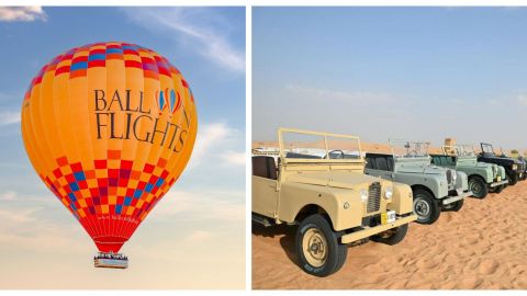 Balloon Flights - Dubai Hot Air Balloon with Vintage Land Rover & Private Transfer (4 Guests)