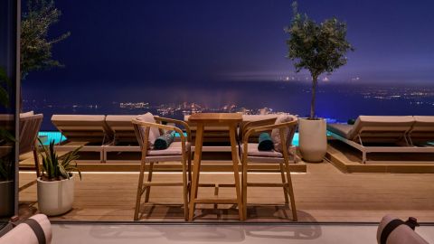 Night Swim - Evening Pool Experience, Palm View sofa seating