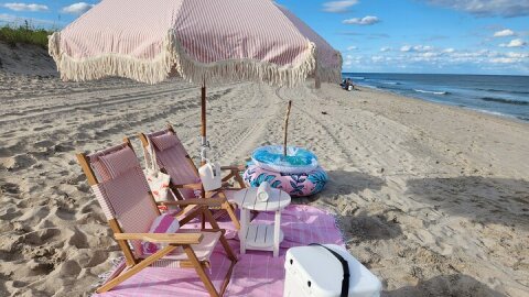 West Palm Beach Day: Umbrella, Chairs, Yeti, JBL Speaker, Towels+