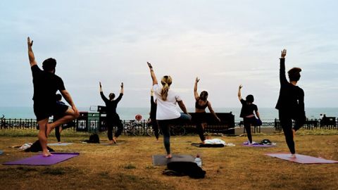 Outdoor Yoga Class at Brighton\'s Sea front