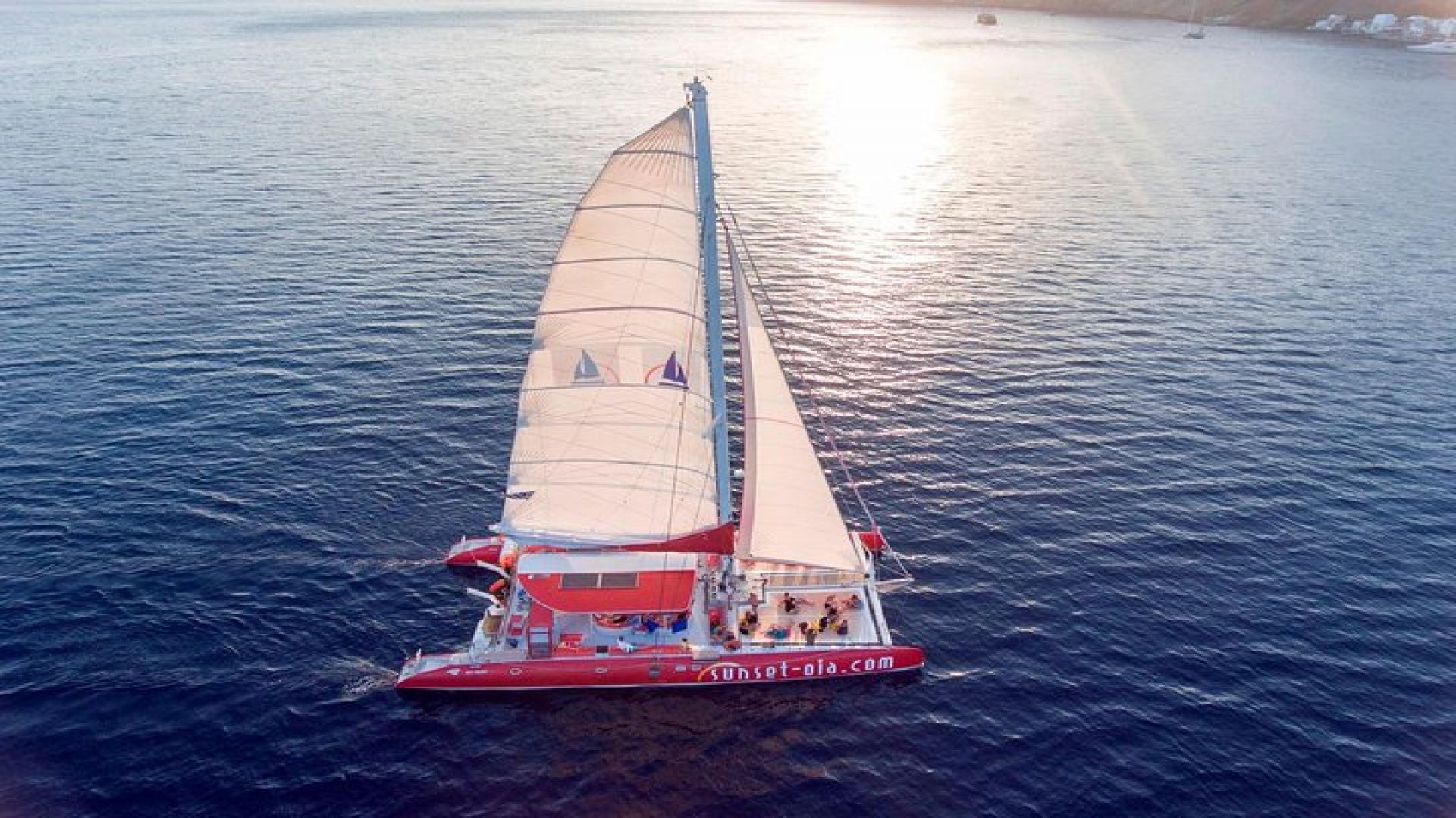 Sunset Sailing Catamaran Cruise in Santorini with BBQ and Drinks