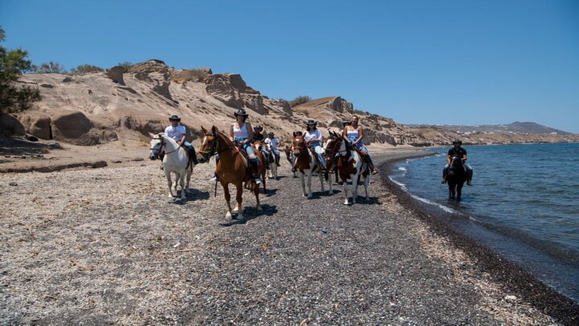 Secluded Black Beach Horseback Riding Tour in Santorini