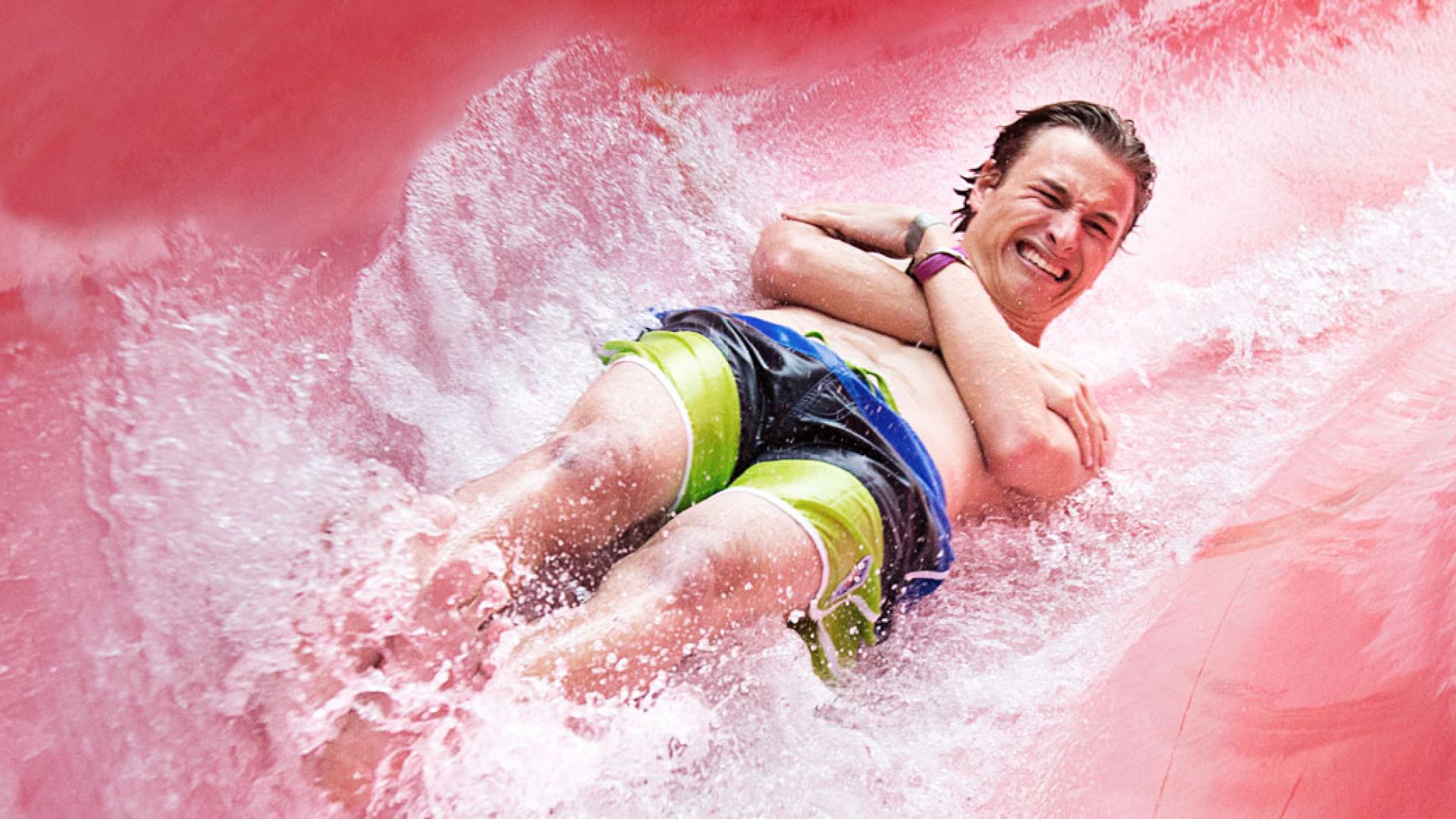 Alpamare visitor enjoying slide