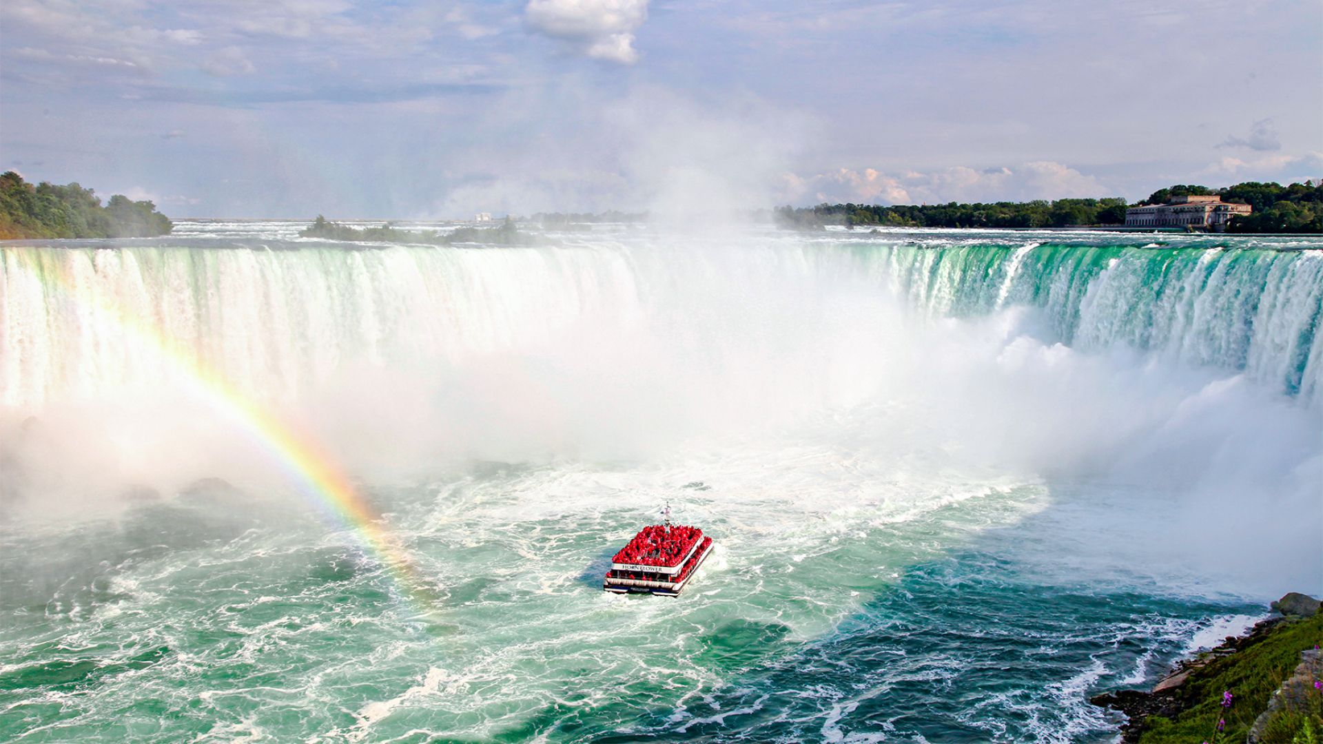 Day Tour with Hornblower Cruise, Helicopter Tour, Journey Behind the Falls & Lunch with Round-Trip Transportation